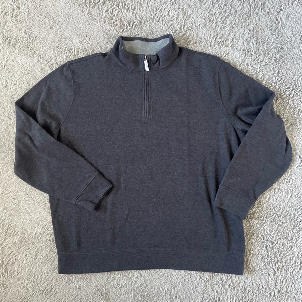 NWOT Lands' End Men's Ribbed Quarter Zip Size 3XL Dark Charcoal Cozy